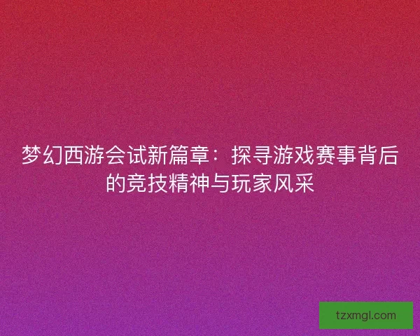 梦幻西游会试新篇章：探寻游戏赛事背后的竞技精神与玩家风采