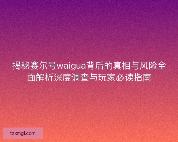 揭秘赛尔号waigua背后的真相与风险全面解析深度调查与玩家必读指南