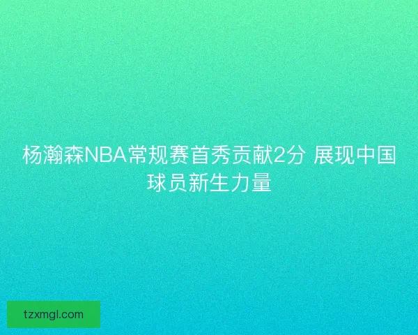 杨瀚森NBA常规赛首秀贡献2分 展现中国球员新生力量