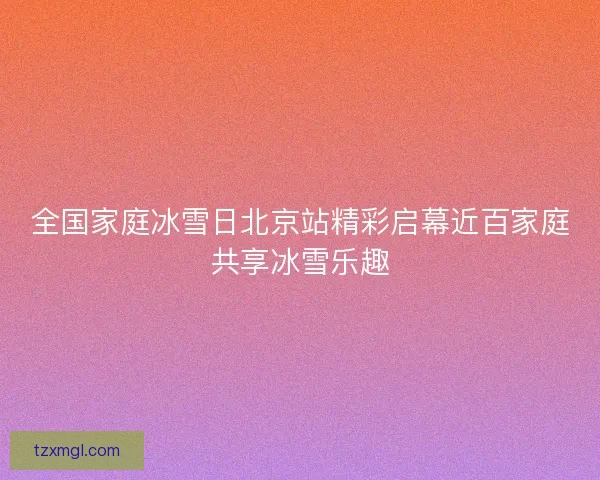 全国家庭冰雪日北京站精彩启幕近百家庭共享冰雪乐趣 全国家庭冰雪日北京站精彩启幕近百家庭共享冰雪乐趣