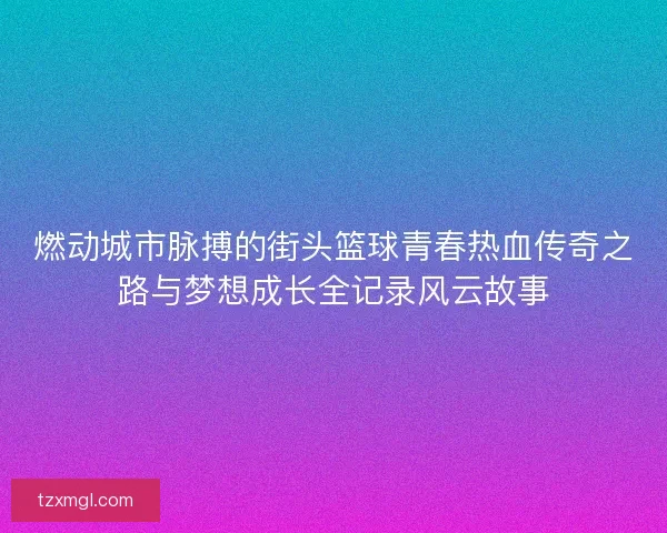 燃动城市脉搏的街头篮球青春热血传奇之路与梦想成长全记录风云故事